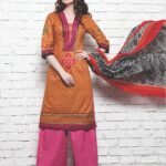15Orange Red DarkPink Cotton Satin Pakistani Suit