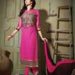 6104Magenta Party Wear Pure Nett Straight Suit