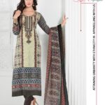 614Cream and Gray Lawn Cotton Straight Suit