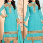 35008 Sky Blue Georgette Straight Suit