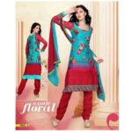 DeepSkyBlue and Crimson Straight Suit