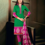 1010Green and Magenta Daily Wear Heavy Banglori Printed Salwar Suit