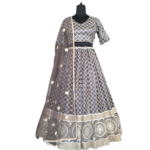 Grey Lucknowi Net Lehenga Choli