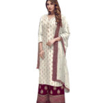 White Faux Georgette Plazo Suit