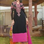 1412 Black and Pink Plazo Suit