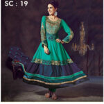 19 Peacock Green and Navy Blue Anarkali Suit