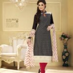 65013Black and Red Chudidar Suit
