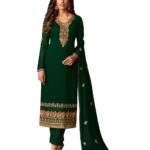 Dark Green Designer Staright Suit