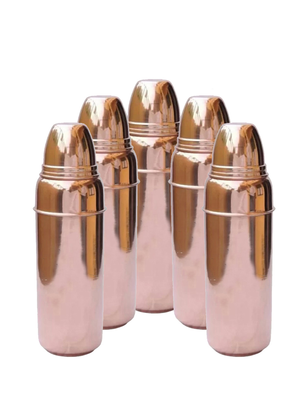 Five Plain Tharmous Copper Bottles