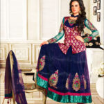 809A DarkMagenta and NavyBlue Anarkali Suit