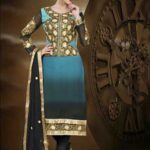 1004SkyBlue and Black Straight Suit