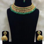 01A Green Pearl Necklaces Set with Maang Tika