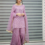 Light Purple Georgette Top With Plazo