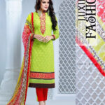 0015 Green Yellow and Red Cambric Cotton Straight Suit