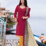 402 Dark Red Bhagalpuri Straight Suit