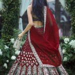 FireEngineRed Bridal Wear Embroidery Lehenga