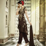 1203 Brown and Cream Banglori Silk Designer Suit