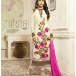 10002 Cream and Pink Georgette Straight Suit