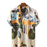 Off Yellow Imagic Cotton Shirt For Men