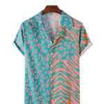 Turquoise Imagic Cotton Shirt For Men