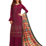 Medium Violet Red Designer Sequence Suit
