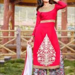 1409 Red and White Plazo Suit