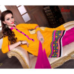 112Yellow and Pink Cotton Party Wear/Daily Wear Chudidar Suit