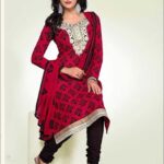 1678BRed and Black Cotton Dress Material