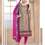 4006Sandy Brown and Magenta Daily Wear Chanderi Straigh Suit