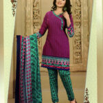7019Pink and Green Chudidar Suit