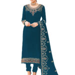 TealGreen Desiggner Georgette Straight Suit