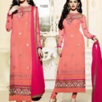 11202 Peach And Magenta Straight Suit