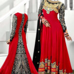 Red and Black Anarkali Suit