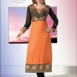 5003Orange and Black Straight Suit