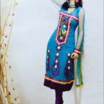 11 Firozi Blue and Dark Purple Net Anarkali Suit