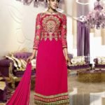 8003Dark Pink and Golden Designer Suit