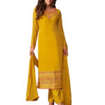 Turmeric Yellow Designer Staright Suit