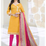 3005Yellow and Pink Bhagalpuri Daily Wear Chudidar Suit