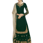 Dark Green Designer Plazo Suit