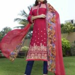 263 Dark Magenta and Blue Pakistani Suit