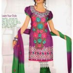 1006Purple and OliveGreen Georgette Chudidar Suit