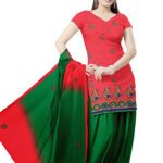 1007 Cerise and Pink Velvet Embroidered Dress Material
