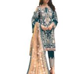 TealGreen Heavy Faux Georgette With Embroidery